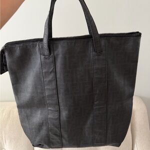 Fendi Black Textured Tote Bag